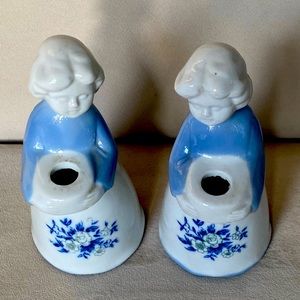 Vintage 1950s Candelabra Women, Porcelain Ceramic Candle Holders